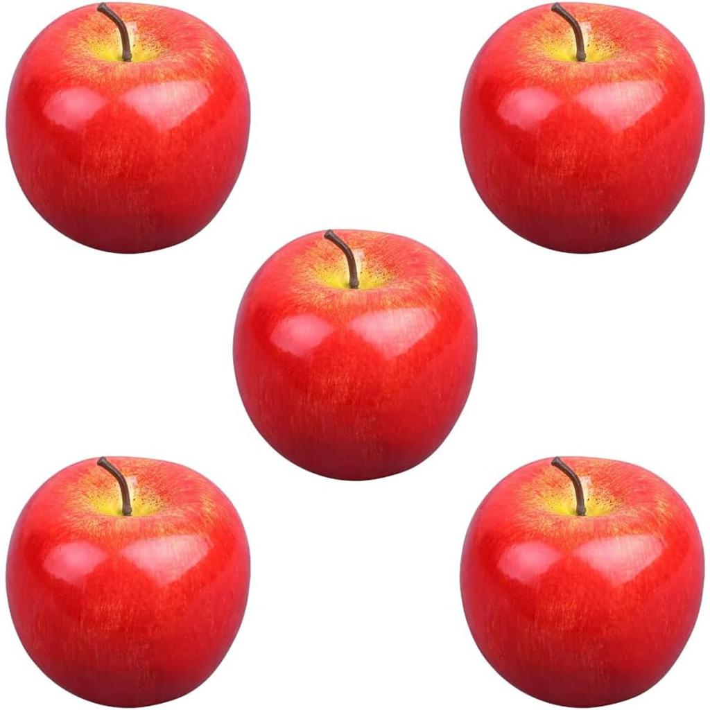 YUWENW Food Sample Apples, 5 Pieces, Life-Size Artificial Fruit, Realistic Fake Fruit Figurine, Model, Display, Interior Decoration, Replica, New