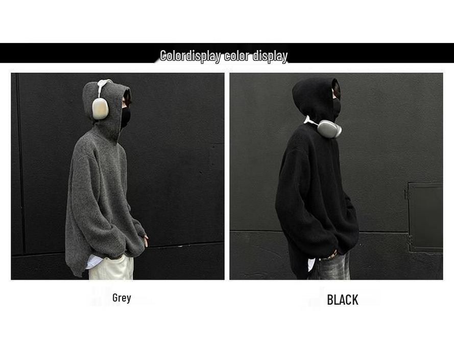 Men's Retro Hooded Knit Cardigan - Autumn/Winter Unisex Korean Trend Style