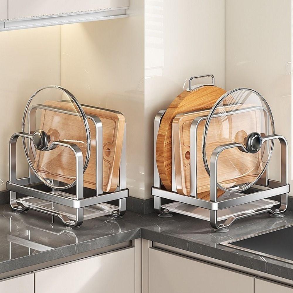 Rustproof Pot Lid Storage Rack Moisture-proof Chopping Board Organizer Chopping Board Rack  Cabinet