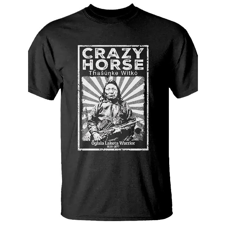 Crazy Horse Lakota T-Shirt - A Tee Celebrating Local American Heritage Available In Sizes From S To XXXL, Ensuring A Fit For Every Individual. A