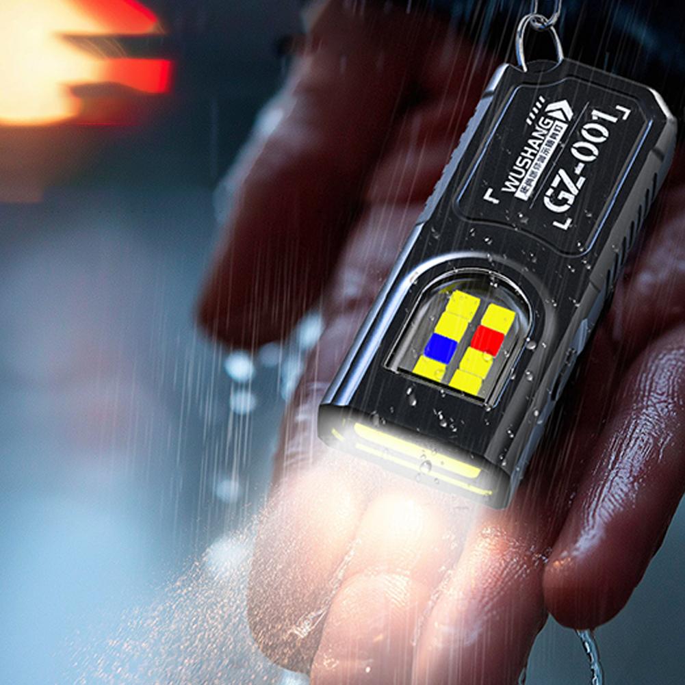 1/2Pcs Multifunctional EDC Keychain Flashlight USB Rechargeable Mini Flashlight With COB Work Light Camping Walking Pocket Lamp