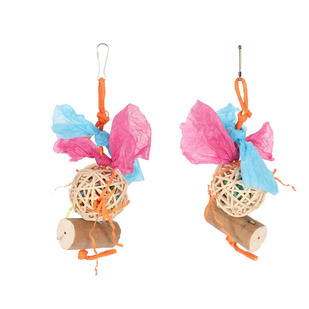 Bird Chewing Toys Parrot Foraging Shredding Toy Hanging Rattan Ball and Sola Wood Stick Toys for