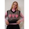 EGOIST Women Wool Blend Heart Argyle Knit Vest Er4okv01