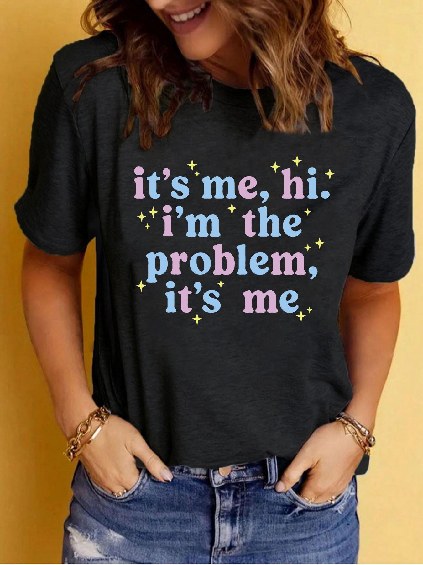 

European and American summer women s clothing IS S ME HI letter printing round neck short-sleeved T-shirt casual fashion T-shirt explosion 5XL