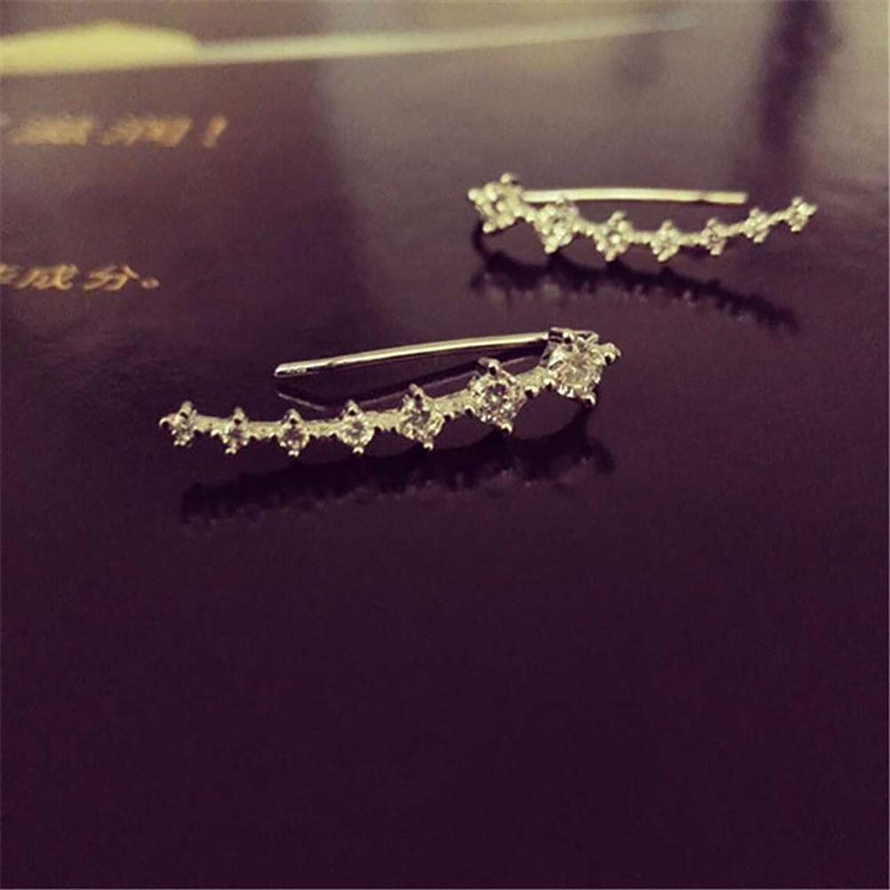 Women Fashion Star Shaped 7 Rhinestone Long Bride Ear Stud Earrings for Weeding Party