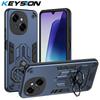 KEYSION Shockproof Armor Case for TECNO Spark Go 1 1S Go 2025 Soft Silicone+PC Metal Ring Stand Phone Cover for TECNO Pop 9 4G