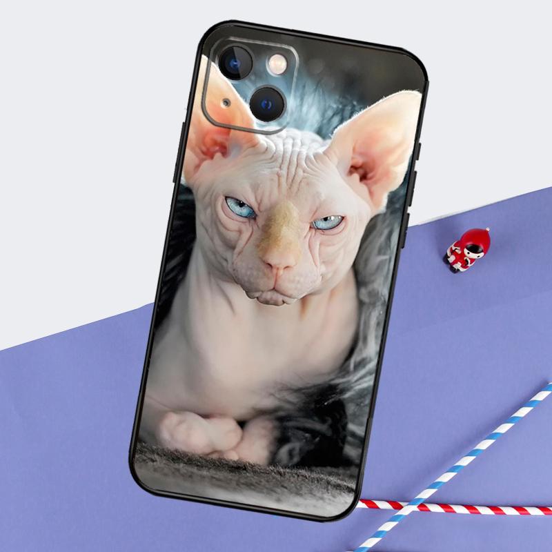 Sphynx Cat Phone Case For iPhone 16 15 Pro Max 12 13 Mini 11 14 Pro Max XR 16 15 Plus 16e Cover Coque