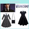 Addams Family Wednesday Cosplay Kostüm-Luxuriöses Schwarzes Kleid für Halloween Weihnachtsfeier