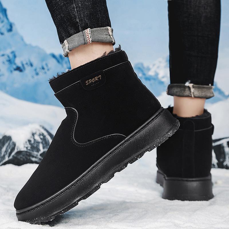 Snow boots winter velvet thickened warm cotton shoes fur integrated waterproof and cold-proof middle help Martin cotton boots