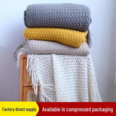 Coperta a Tasselli Lavorata a Maglia Nordic per Divano – Coperta Versatile per Pisolino e Letto Estivo