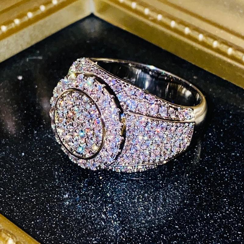 

Huitan Luxury Female Brilliant Zirconia Ring Fashion Round Shape Finger Zircon Sparkling Bright Zirconia Accessories for Party 6