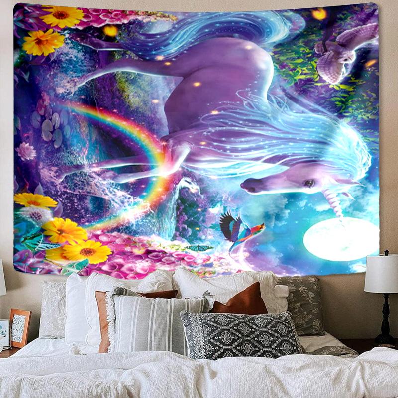 Magical Unicorn Garden Tapestry Room Decoration Wall Hanging for Living Room Bedroom, dormitory, Birthday and Christmas gifts