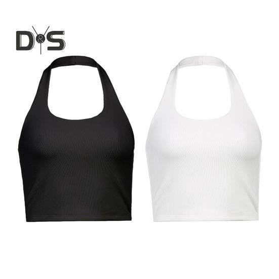 Women Vest Halter Neck Sleeveless Suspender Tops Slim Fit Sexy Threaded Texture Tank Tops Daily Wear