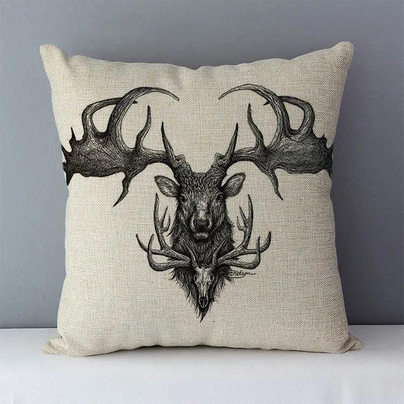 Cozy Couch Cushion Cover Home Decorative Pillows Black Elephant Kola Elk Printed Animals Pillowcase
