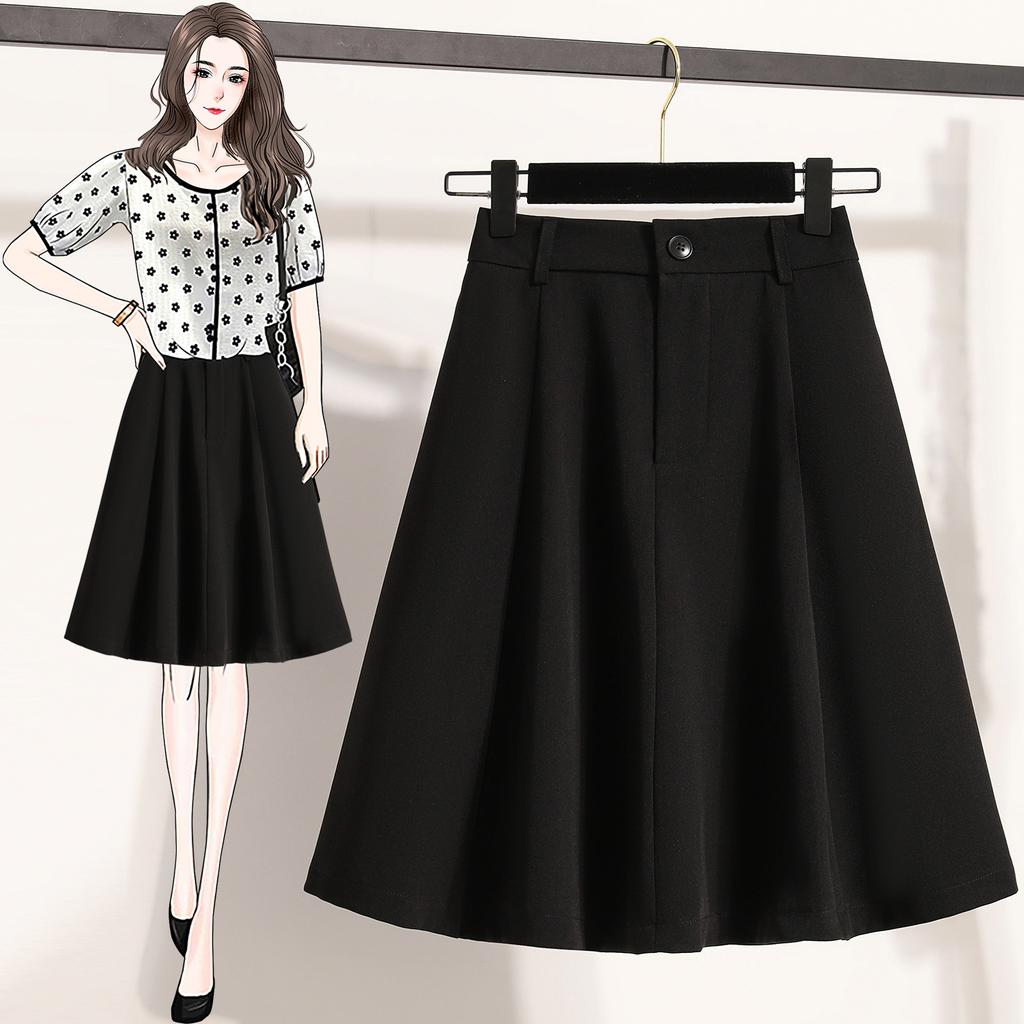 DIMANAF 2025 Spring Summer Women Plus Size New Skirts Vintage Elastic Solid Loose Pleated Skirts High Waist
