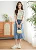 Women's 2026 Striped Ice Silk Knit Top - Summer Slim Fit, Petite, Round Neck, Jacquard Hollow, Short Sleeve.