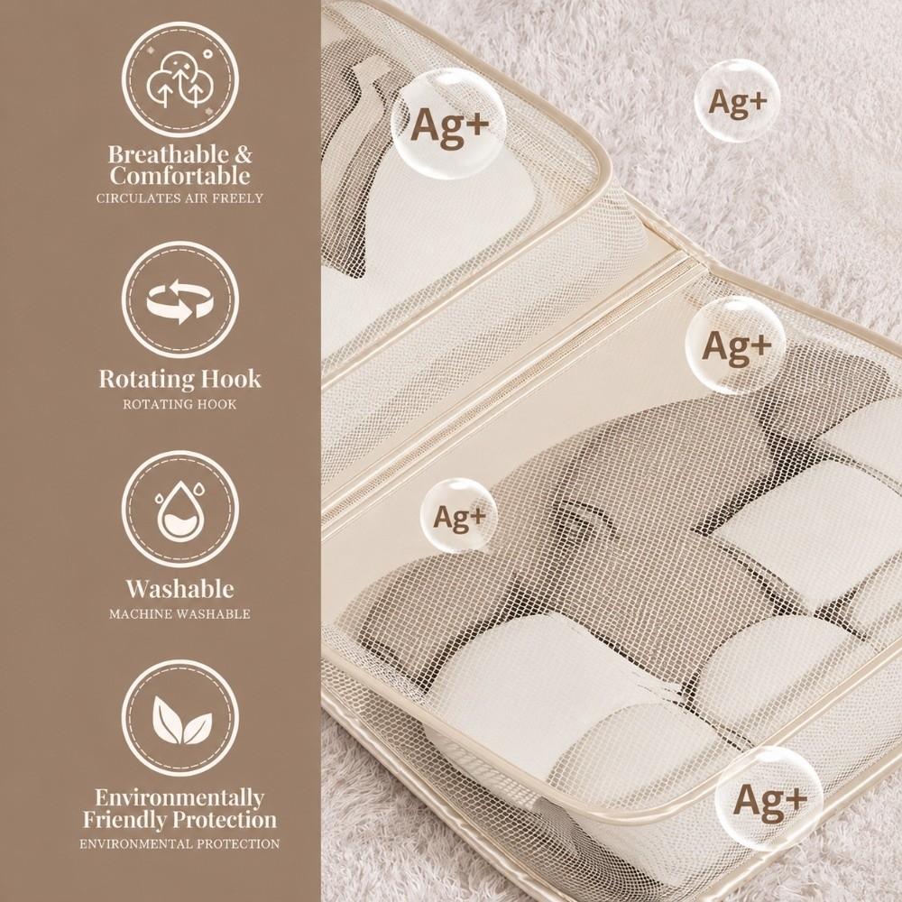 1/2/3 Tier Hanging Closet Organizer Large Capacity Breathable Underwear Net Pocket With Hook Collapsible Mesh Storage Bag