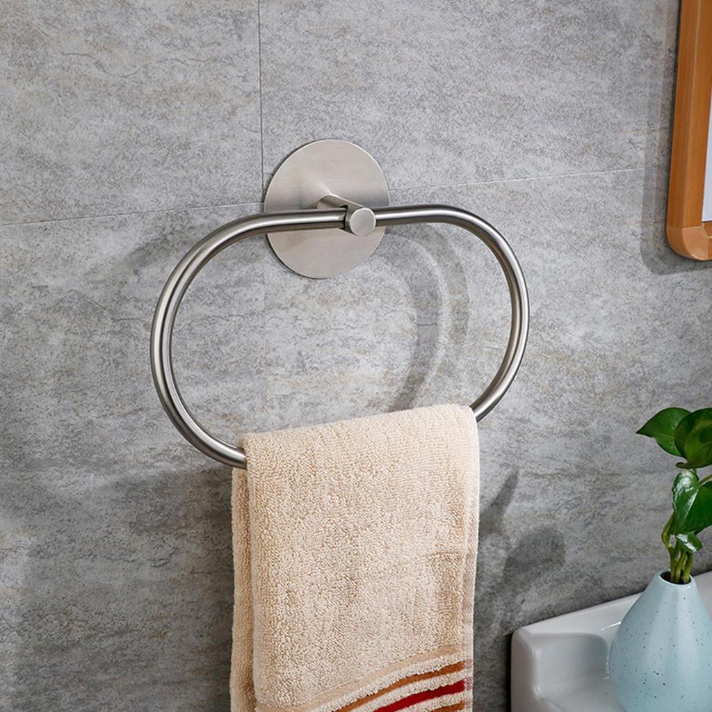 Stainless Steel Towel Rings Hand Towel Holder Bathroom Wall Mounted Kitchen Towel Rack Self Adhesive Bathroom Accessory