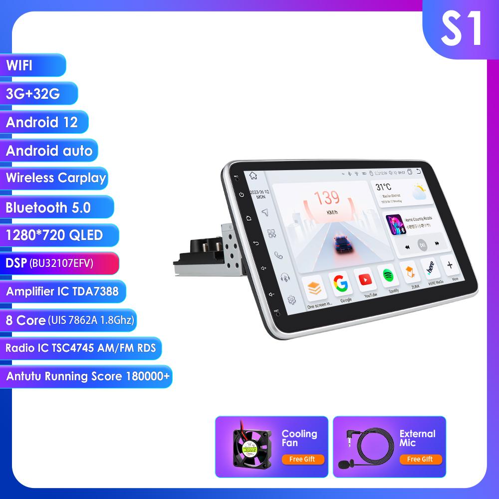 Car Multimedia Player Hizpo Rotatable 1 Din Android 13 Car Radio GPS Navigation Player