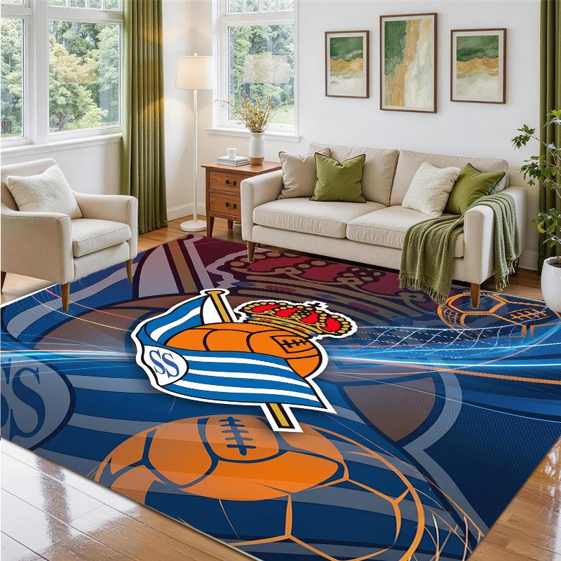 Real Sociedad FC Design Crystal Velvet Rug Soft Decorative Mat for Bedroom Entrance