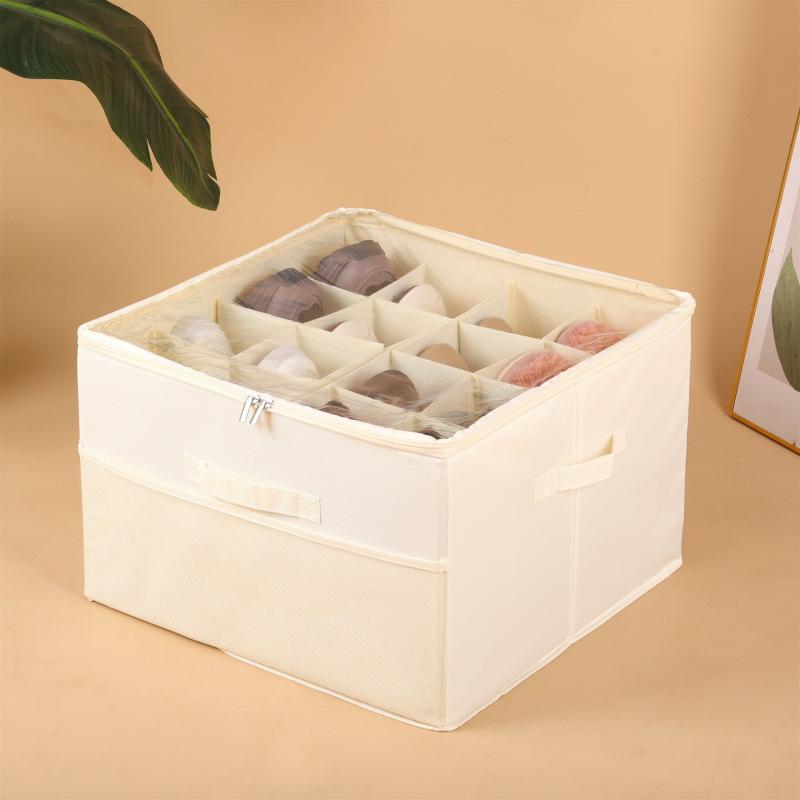 Foldable Moisture-Proof Oxford Cloth Shoe Storage Box with Lid, Visible Shoe Box, Clothes & Miscellaneous Storage Bin