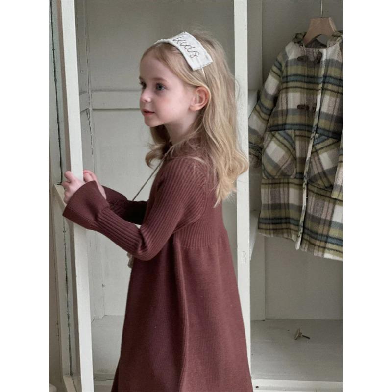 Girls Knitted Dress Autumn Winter Children Gown Princess Solid Color Vestidos Kids Fashion Sweater Dresses Baby Clothes