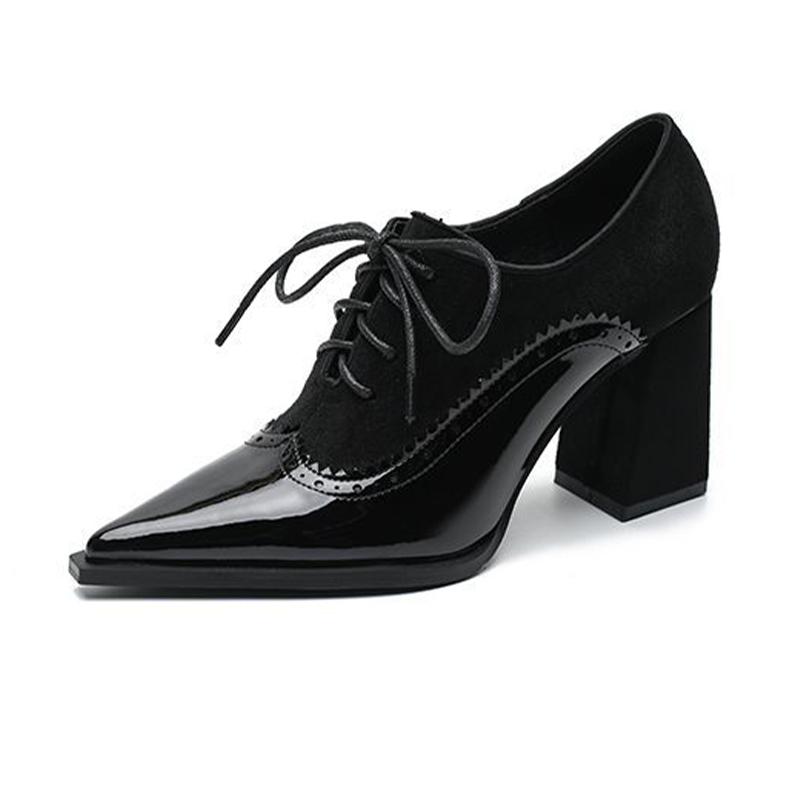 High Heels Schuhe für Damen Luxus Spitzschuh Kleid Klobige Schuhe Schnürung Sexy Pumps 2025 Herbst Elegant Chaussure Femme