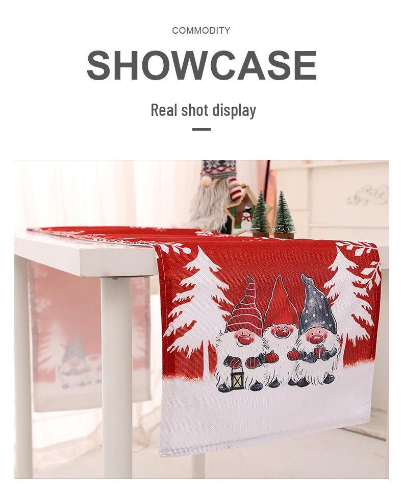 Christmas Forest Old Man Table Runner & Snowflake Tablecloth Set