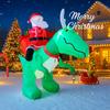 7.8FT LED Inflatable Xmas Yard Decor Santa Riding Dinosaur Christmas Decorations Lawn Garden Supplies Home Ornament Gifts Toy