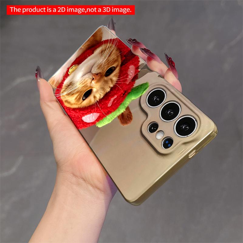2DFlat Samsung phone case Strawberry Hat Cat Phone Case Applicable to Galaxy S22 S23 S24 S25ULTRA S26 A12 A13 A14 A15 A16