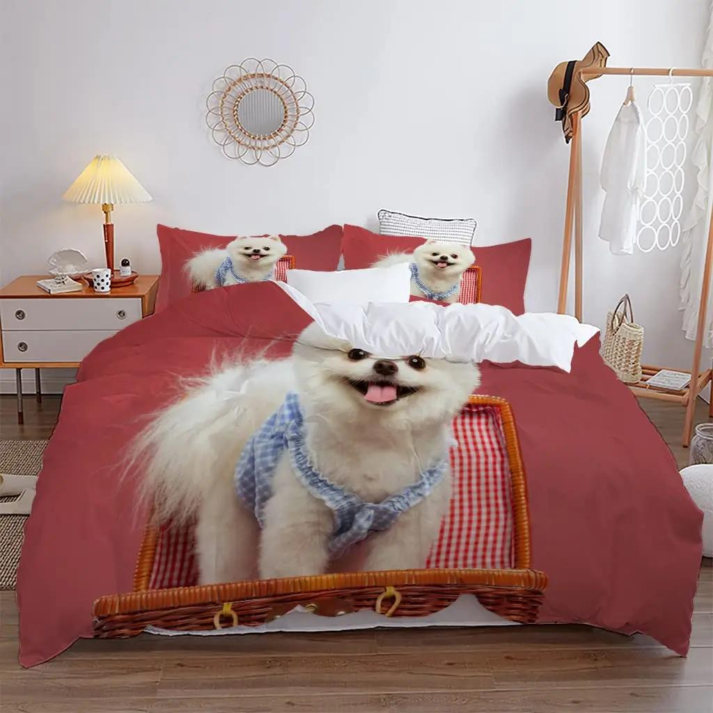 Pomeranian Duvet Cover Animal Dogs Cute Pet Theme For Women Kids Bedroom Decoration Queen Size For Dog Lovers Duvet Cover Gifts