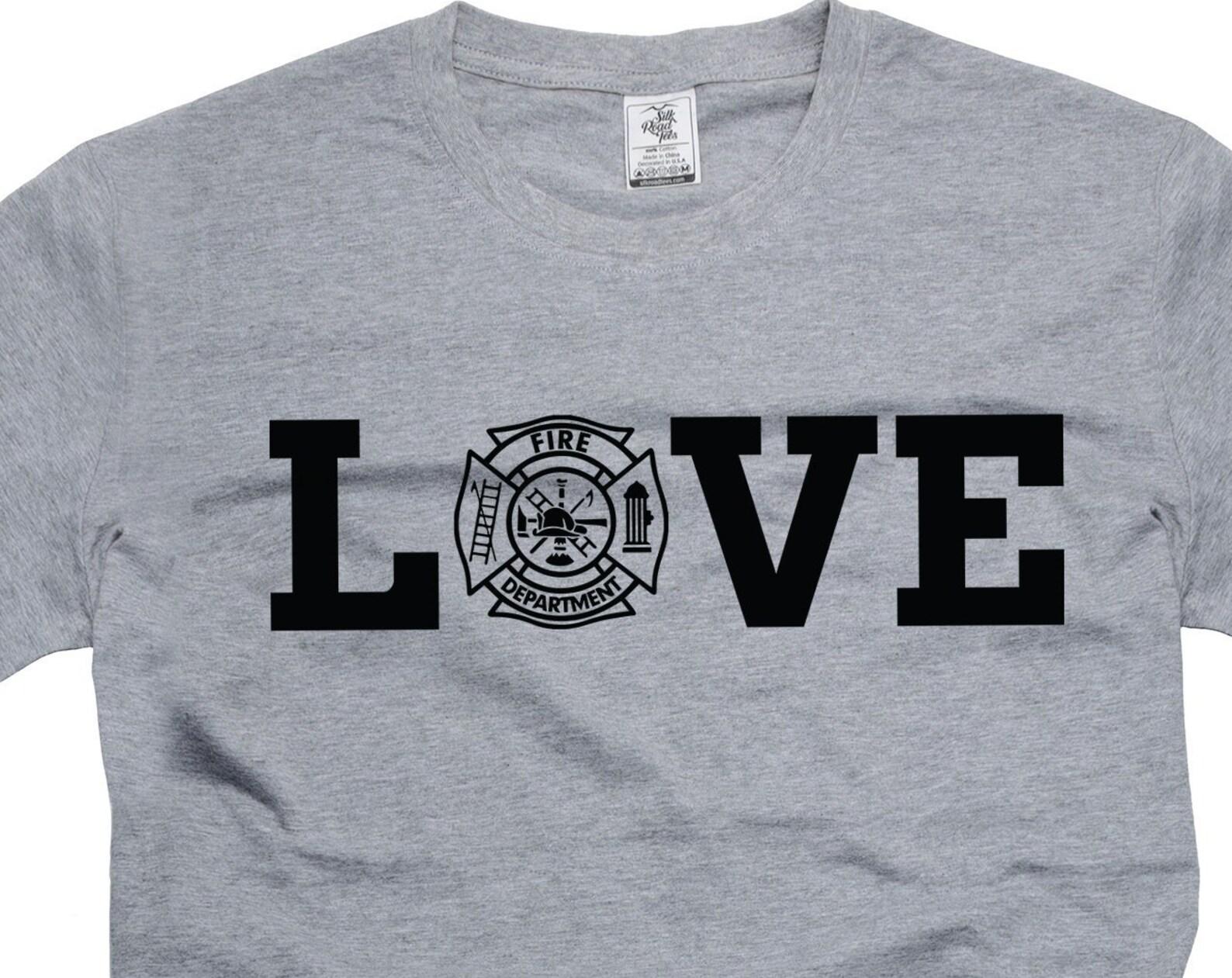 Firefighter Love Shirt Firefighter Logo Shirt Firefighter Gifts Firefighter Birthday Christmas GifT-Shirts Father s Day Gift For Him Dad XL