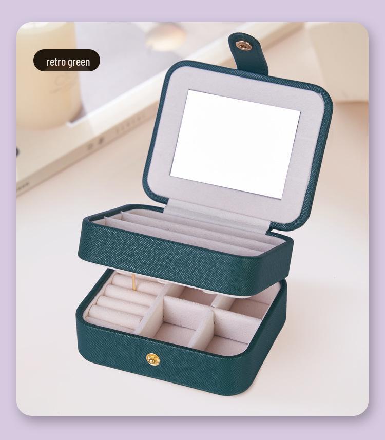 Mini Exquisite Jewelry Storage Box with Mirror for Earrings, Rings, Bracelets, & Ornaments