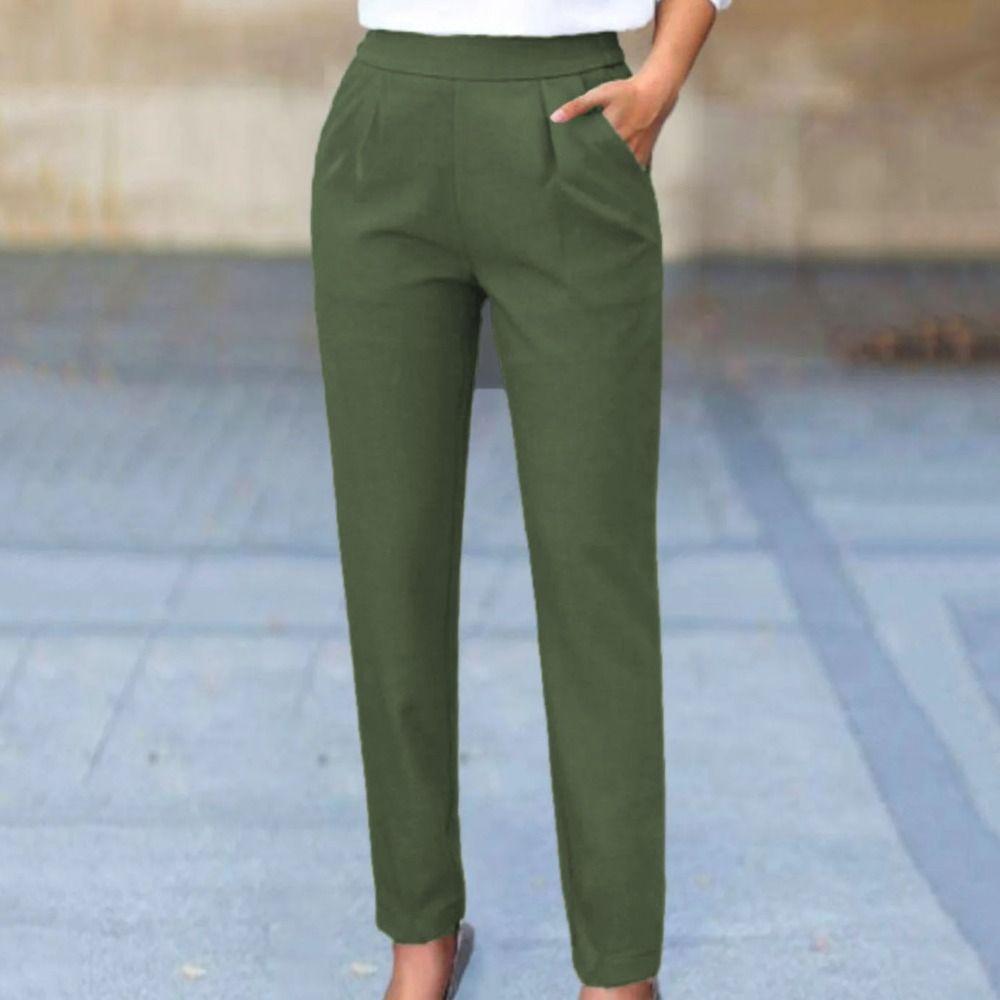 Pleated Business Harlan Pants with Pockets Professional Pants Casual High Waist Suit Pants  Girl