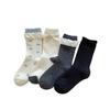 Autumn Polka Dot Bow Mid-calf Socks for Women, Sweet Bubble Mouth Lace Pile Cotton Socks