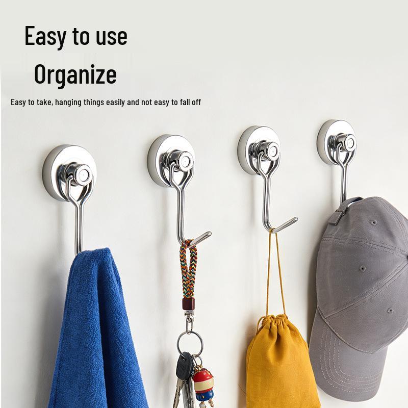 Rotating No-Drill Metal Magnetic Bathroom Door Hook