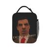 Excuse Mehh Confused Mr Bean Funny Meme Lunch Bag Kawaii Lunch Box For Child School Cooler Bag Waterproof Thermal Lunch Bags