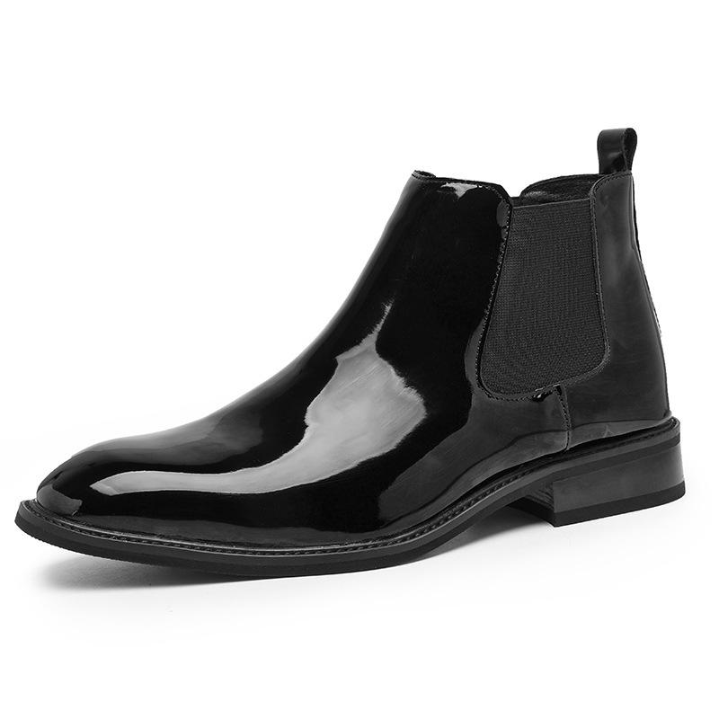 Men s High-Top Leather Chelsea Boots - Business Casual, Large Sizes 40 чёрный