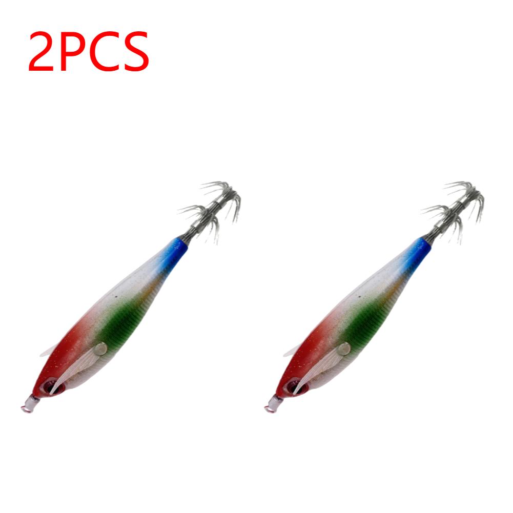 1-3PCS Glow Squid Jig Hook Saltwater Fishing Bait Artificial Egg Wood Shrimp Lures Sea Fishing Octopus Cuttlefish Squid Lure