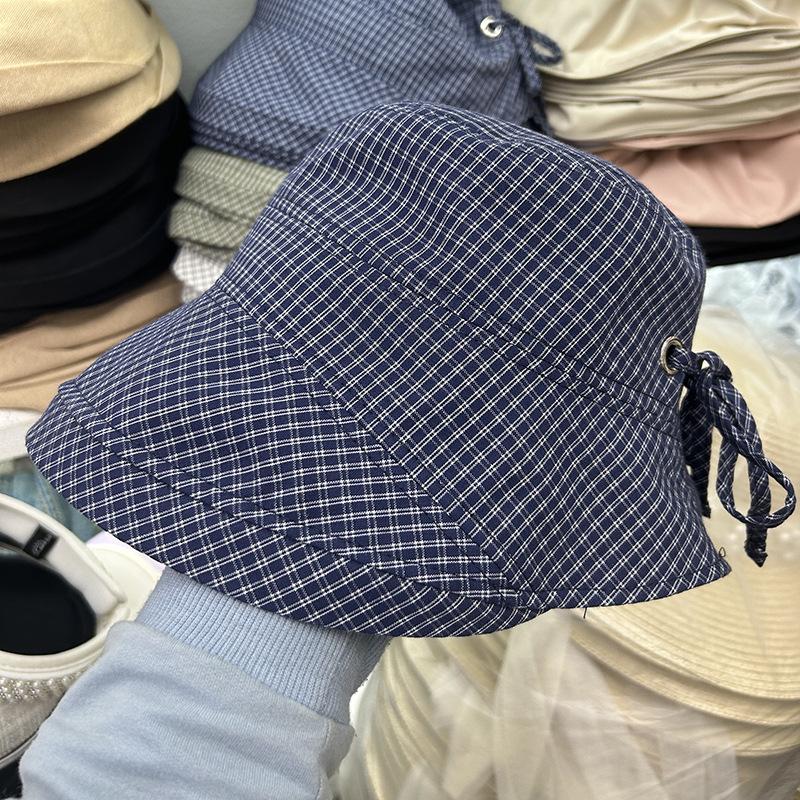 Spring and Summer New Plaid Temperament Fisherman Hat Children's Sunshade Sunscreen Versatile Basin Hat UV Protection Bucket Hat