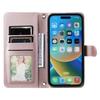 For iPhone 15 Pro Leather Case with Strap Wallet Phone Cover Rhombus Grid Pattern