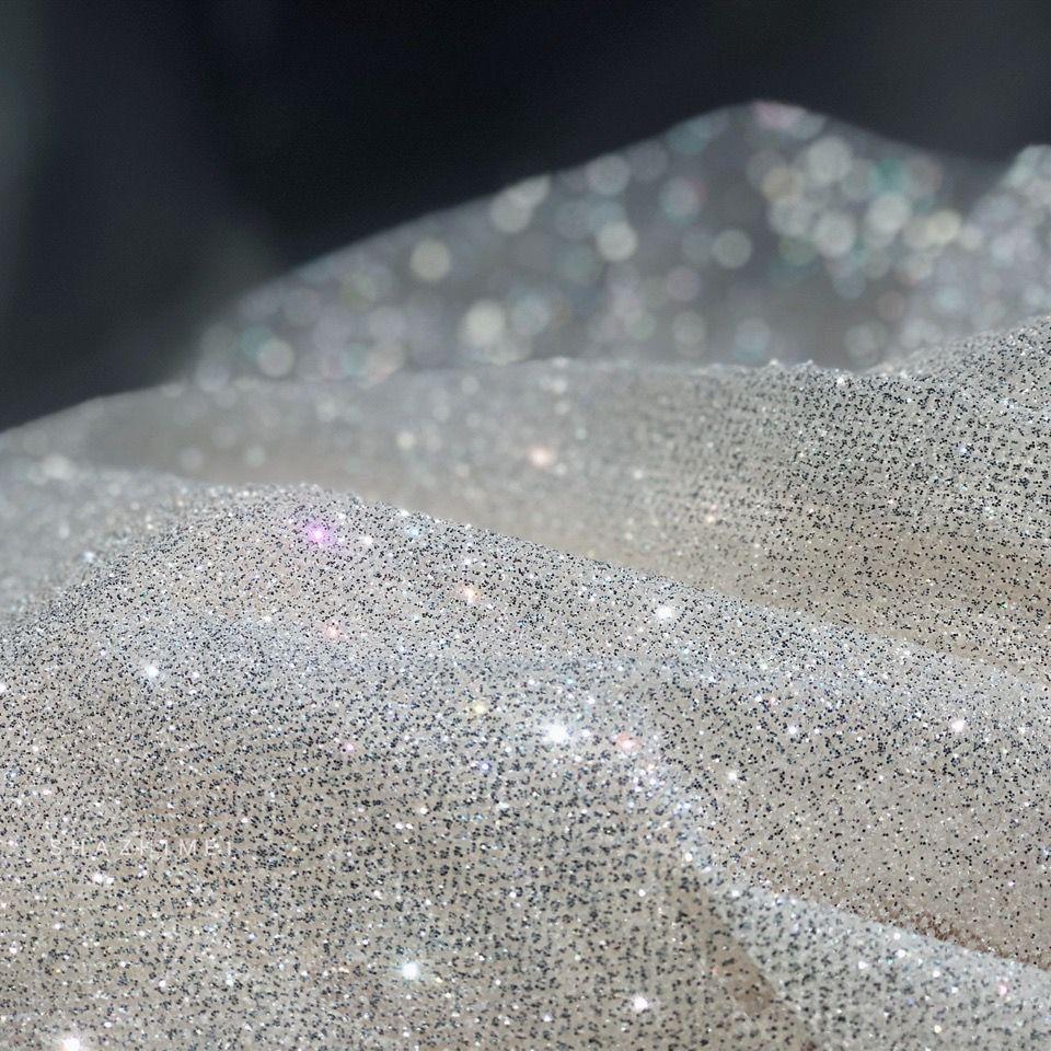 Thick and shiny sequin soft net fabric suitable for wedding dresses formal gowns and handmade DIY designer clothing fabrics