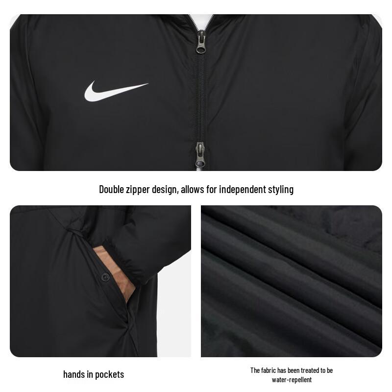 Nike Casaco com Capuz Acolchoado à Prova de Vento Longo Masculino