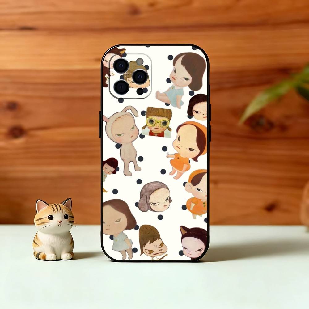 Art of Japan Y-Yoshitomo Nara Phone Case For iPhone 17, 16,15,14,13,12,11 Plus,Pro Max, Others Soft Black Cover