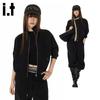 GROUND ZERO Embroidered Stand-Collar Zip-Up Cardigan