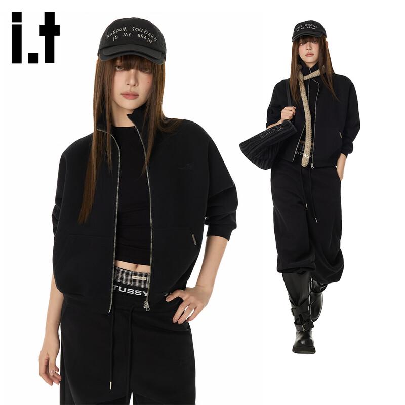 GROUND ZERO Embroidered Stand-Collar Zip-Up Cardigan