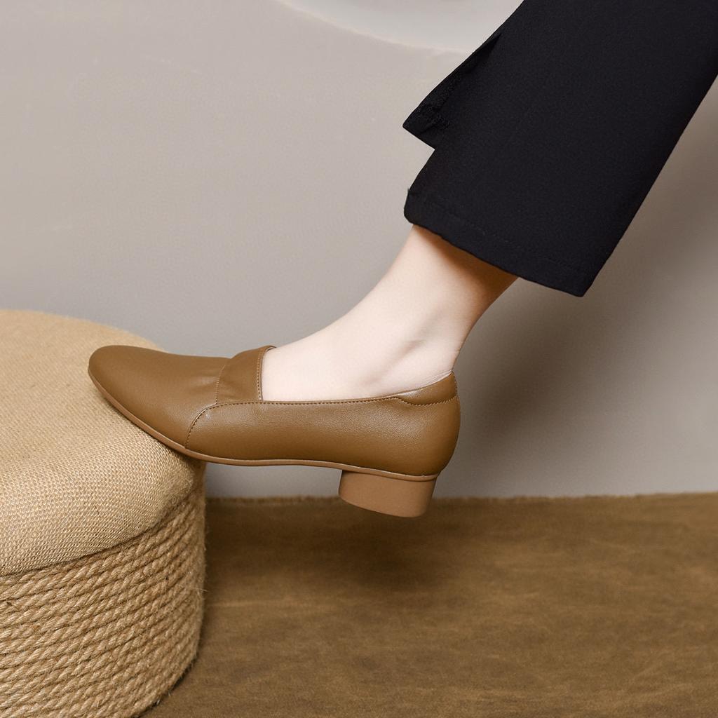 Pointed women's spring new shallow mouth ruffle edge low heel single shoes comfortable professional office work shoes