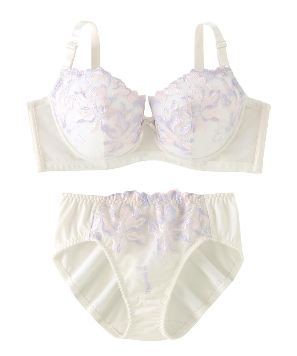 

Inner High Side Elegant Flower Embroidery Bra and Shorts [Nissen] Women s Set, Set, Cream, F85/LL кремовый