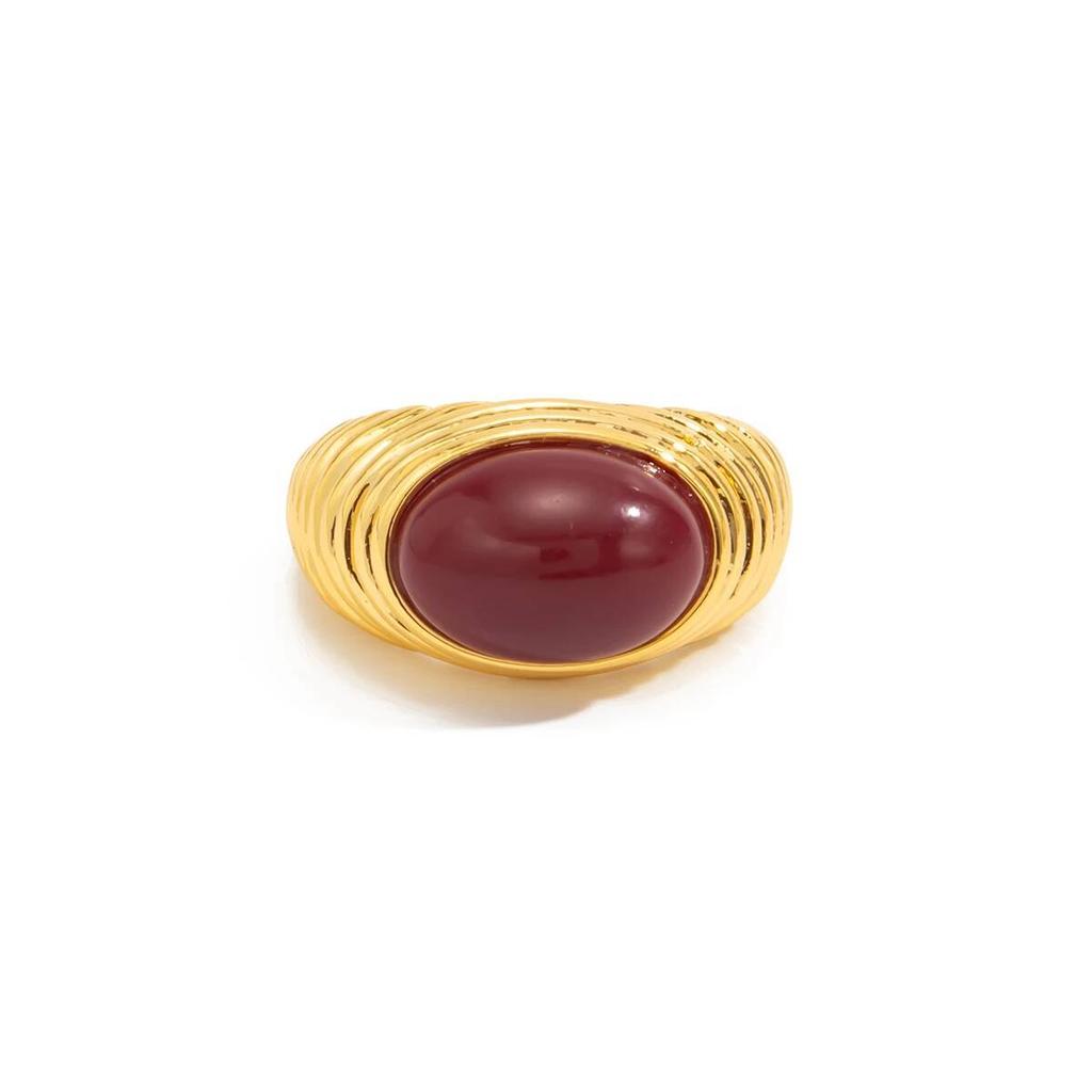 IngeSight.Z Vintage Elegant Open Metal Rings for Women Trendy Gold Color Resin Inlay Finger Rings Femme Charm Jewelry Accessory