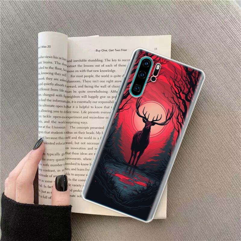 

The Der Standing by The Lake Under the Full Moon Phone Case For Huawei P50 Pro P10 P20 P30 P40 Lite Cover Mate 40 30 20 10 Lite Huawei Mate 40